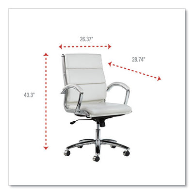Alera Neratoli Mid-back Slim Profile Chair, Faux Leather, Up To 275 Lb, 18.3" To 21.85" Seat Height, White Seat/back, Chrome