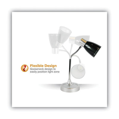 Adjustable Led Desk Lamp, 4.5" Dia Base, 20" Tall, Chrome/black