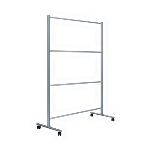 Protector Series Mobile Glass Panel Divider, 49 X 22 X 69, Clear/aluminum