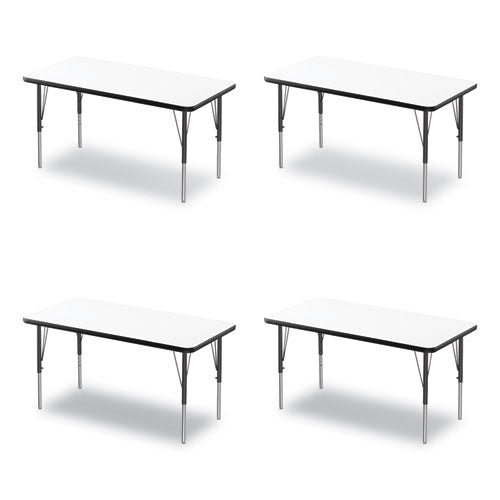 Markerboard Activity Tables, Rectangular, 48" X 24" X 19" To 29", White Top, Black Legs, 4/pallet, Ships In 4-6 Business Days