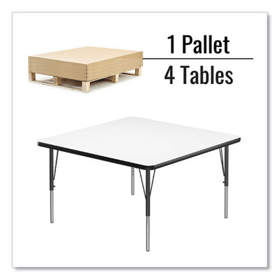 Markerboard Activity Tables, Square, 48" X 48" X 19" To 29", White Top, Black Legs, 4/pallet, Ships In 4-6 Business Days