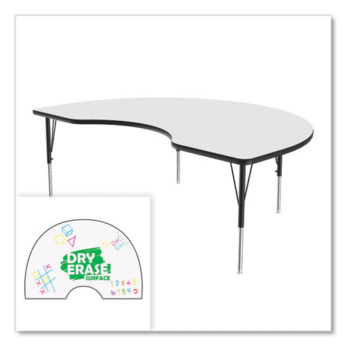 Markerboard Activity Table, Kidney Shape, 72" X 48" X 19" To 29", White Top, Black Legs, 4/pallet, Ships In 4-6 Business Days