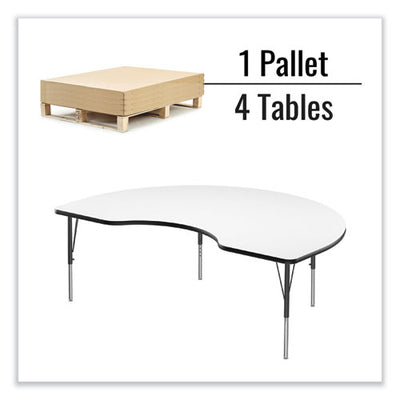 Markerboard Activity Table, Kidney Shape, 72" X 48" X 19" To 29", White Top, Black Legs, 4/pallet, Ships In 4-6 Business Days