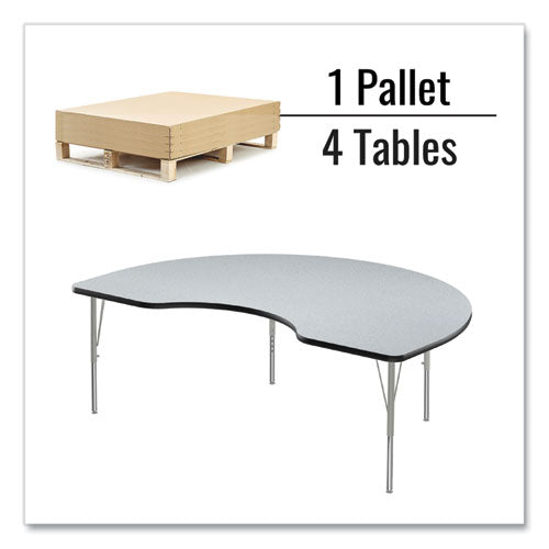 Adjustable Activity Tables, Kidney Shaped, 72" X 48" X 19" To 29", Gray Top, Gray Legs, 4/pallet, Ships In 4-6 Business Days