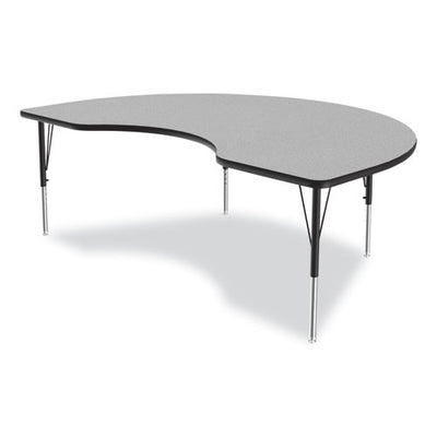 Adjustable Activity Tables, Kidney Shaped, 72" X 48" X 19" To 29", Gray Top, Black Legs, 4/pallet, Ships In 4-6 Business Days