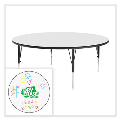 Markerboard Activity Tables, Round, 60" X 19" To 29", White Top, Black/silver Legs, 4/pallet, Ships In 4-6 Business Days