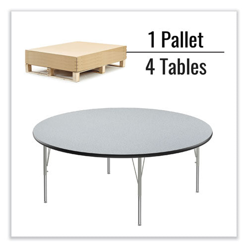 Height Adjustable Activity Tables, Round, 60" X 19" To 29", Gray Granite Top, Gray Legs, 4/pallet, Ships In 4-6 Business Days