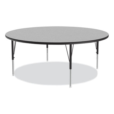 Height Adjustable Activity Table, Round, 60" X 19" To 29", Gray Granite Top, Black Legs, 4/pallet, Ships In 4-6 Business Days
