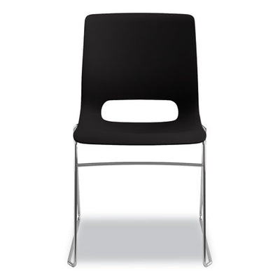 Motivate High-density Stacking Chair, Supports Up To 300 Lb, 17.75" Seat Height, Onyx Seat, Black Back, Chrome Base, 4/carton