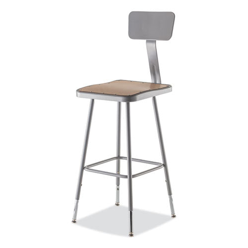 6300 Series Height Adj Hd Square Seat Stool W/back, Supports 500 Lb, 23.75"-31.75" Seat Ht, Brown/gray, Ships In 1-3 Bus Days
