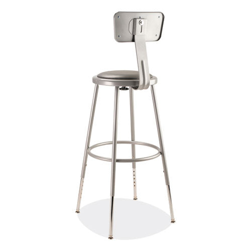 6400 Series Height Adjustable Heavy Duty Padded Stool W/backrest, Supports 300lb, 25"-33" Seat Ht, Gray,ships In 1-3 Bus Days