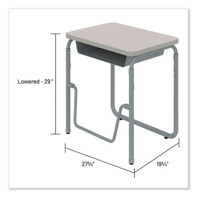 Alphabetter 2.0 Height-adjust Student Desk W/pendulum Bar, 27.75 X 19.75 X 29 To 43, Pebble Gray, Ships In 1-3 Business Days