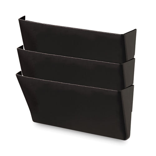 Wall File Pockets, 3 Sections, Letter Size,13" X 4.13" X 14.5", Black, 3/pack