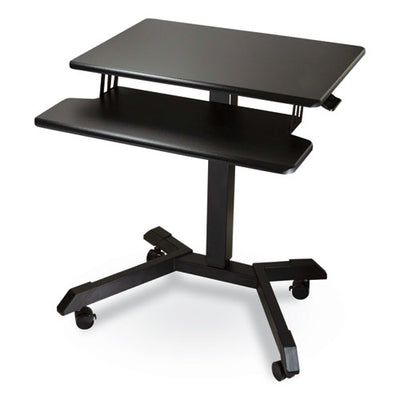 Mobile Height Adjustable Standing Desk With Keyboard Tray, 25.6 X 17.7 X 29 To 44, Black, Ships In 1-3 Business Days