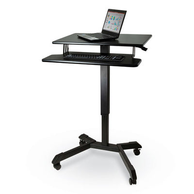 Mobile Height Adjustable Standing Desk With Keyboard Tray, 25.6 X 17.7 X 29 To 44, Black, Ships In 1-3 Business Days