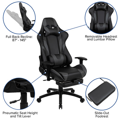 Gray Reclining Gaming Chair