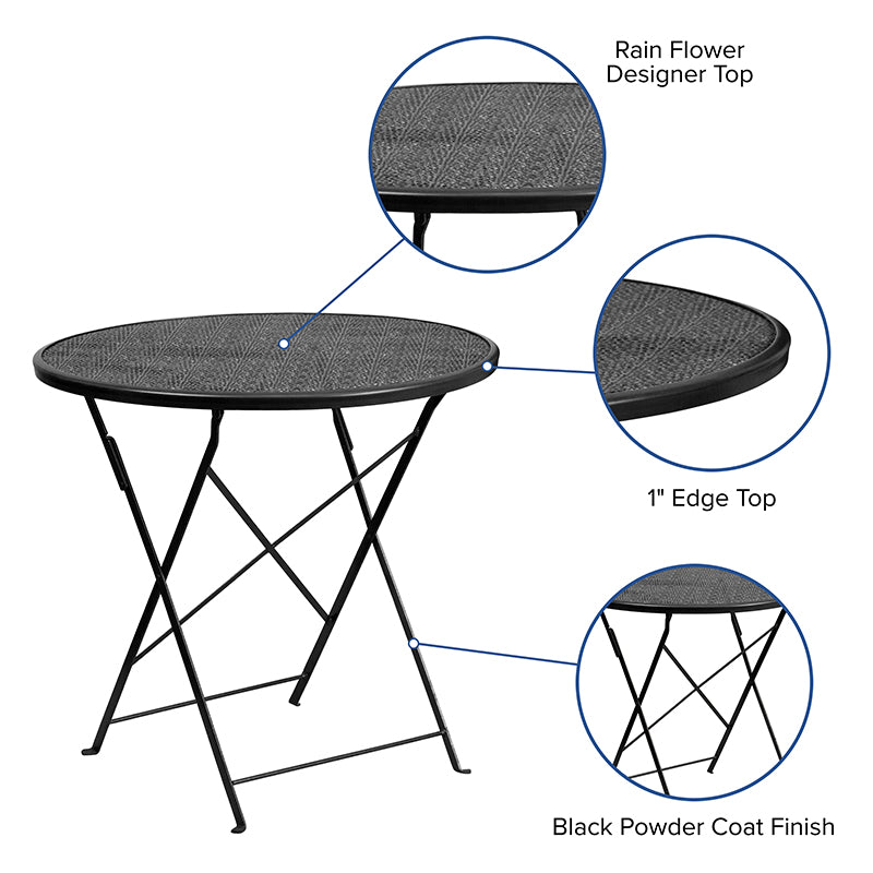 30rd Black Folding Patio Table