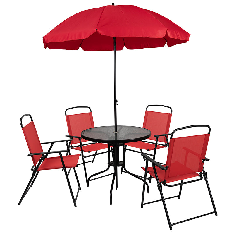 6pc Red Patio Set & Umbrella