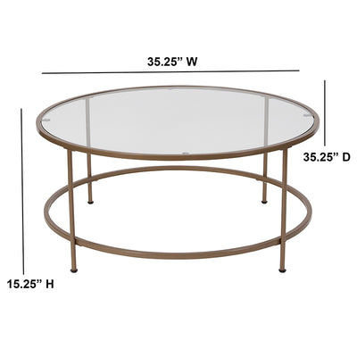 Glass Coffee Table-gold Frame