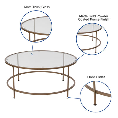 Glass Coffee Table-gold Frame