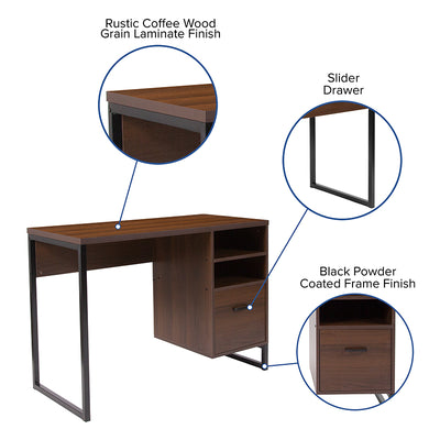 Rustic Coffee Computer Desk