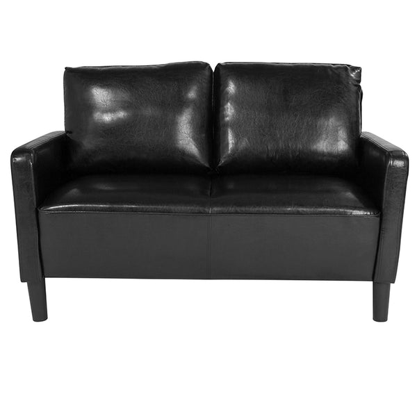 Black Leather Loveseat Miramar Office