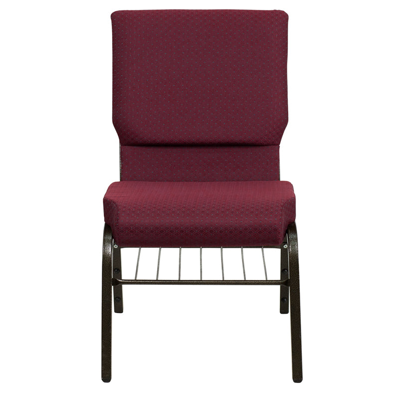 Burgundy Fabric Church Chair