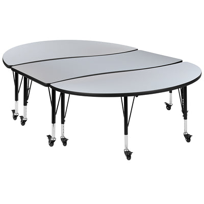 3pc 86" Oval Grey Table Set