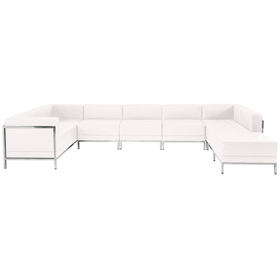 White Leather Sectional, 7 Pc