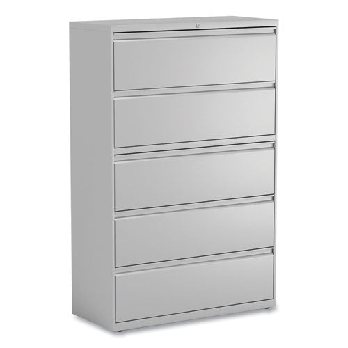 Lateral File, 5 Legal/letter/a4/a5-size File Drawers, 1 Roll-out Posting Shelf, Light Gray, 42" X 18.63" X 67.63"