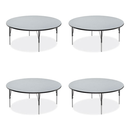 Height Adjustable Activity Table, Round, 60" X 19" To 29", Gray Granite Top, Black Legs, 4/pallet, Ships In 4-6 Business Days