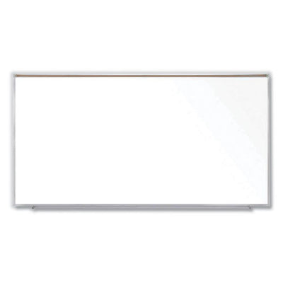 Magnetic Porcelain Whiteboard With Satin Aluminum Frame And Map Rail, 120.59 X 60.47, White Surface, Ships In 7-10 Bus Days