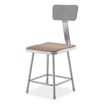 6300 Series Hd Square Seat Stool W/backrest, Supports 500 Lb, 17.5" Seat Ht, Brown Seat,gray Back/base, Ships In 1-3 Bus Days