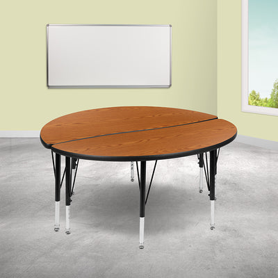 2pc 48" Circle Oak Table Set