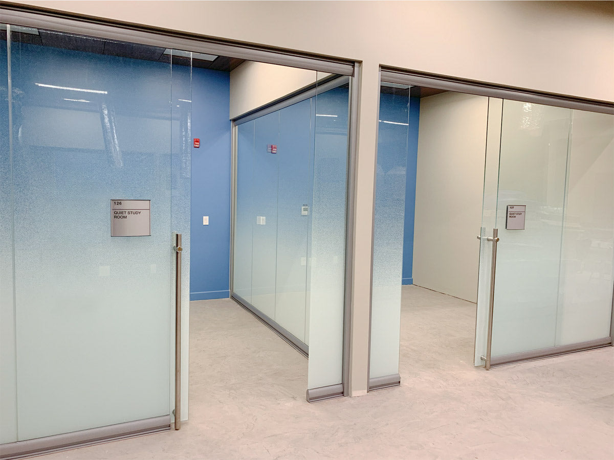 NxtWall View Series all-glass offices with custom privacy film