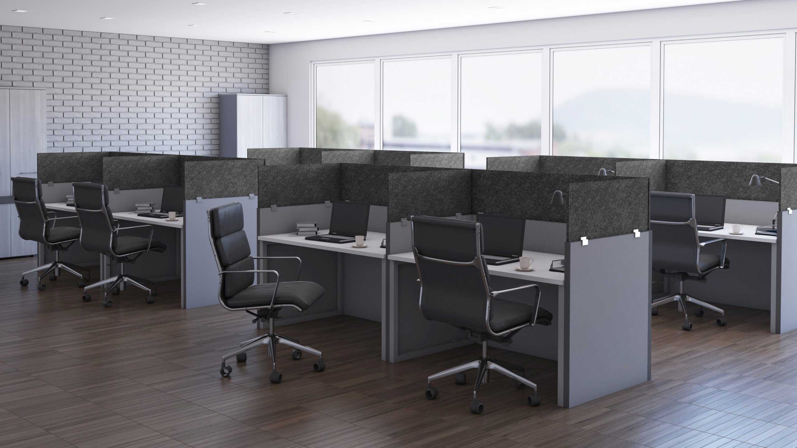 OBEX PET acoustic cubicle panel extenders in an open office