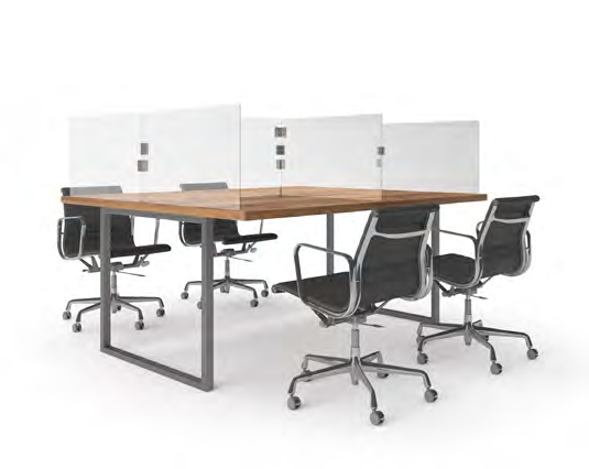 OBEX clear acrylic school separation screens across a shared table