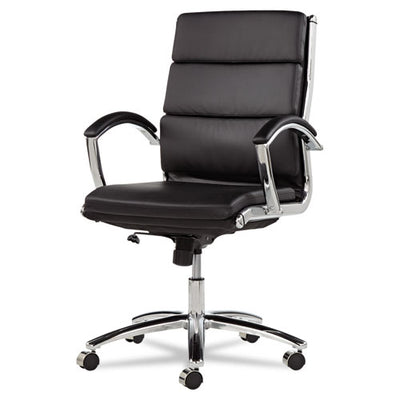Alera Neratoli Mid-back Slim Profile Chair, Faux Leather, Supports Up To 275 Lb, Black Seat/back, Chrome Base