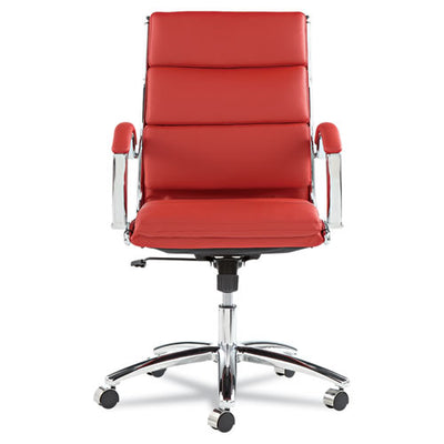 Alera Neratoli Mid-back Slim Profile Chair, Faux Leather, Supports Up To 275 Lb, Red Seat/back, Chrome Base