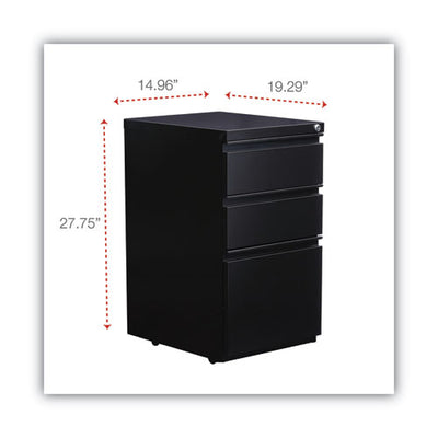 File Pedestal With Full-length Pull, Left Or Right, 3-drawers: Box/box/file, Legal/letter, Black, 14.96" X 19.29" X 27.75"