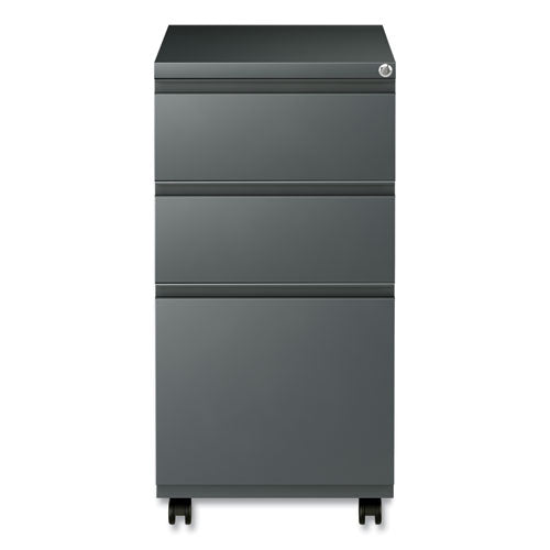 File Pedestal With Full-length Pull, Left Or Right, 3-drawers: Box/box/file, Legal/letter, Charcoal, 14.96" X 19.29" X 27.75"
