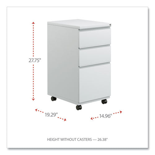 File Pedestal With Full-length Pull, Left/right, 3-drawers: Box/box/file, Legal/letter, Light Gray, 14.96" X 19.29" X 27.75"