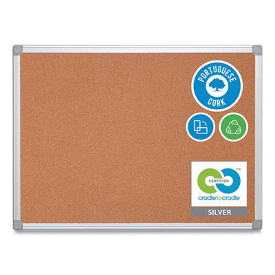 Earth Cork Board, 24 X 18, Tan Surface, Silver Aluminum Frame
