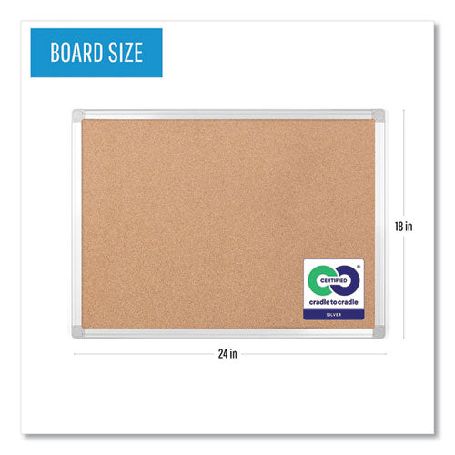 Earth Cork Board, 24 X 18, Tan Surface, Silver Aluminum Frame