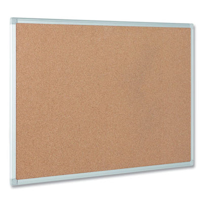 Earth Cork Board, 36 X 24, Tan Surface, Silver Aluminum Frame