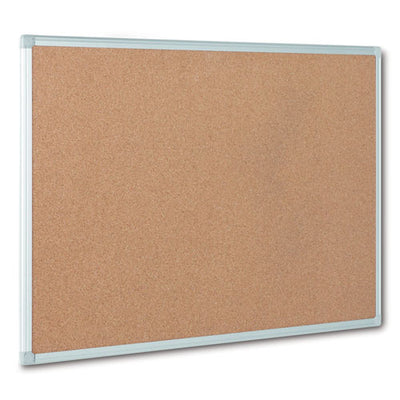 Earth Cork Board, 48 X 36, Tan Surface, Silver Aluminum Frame