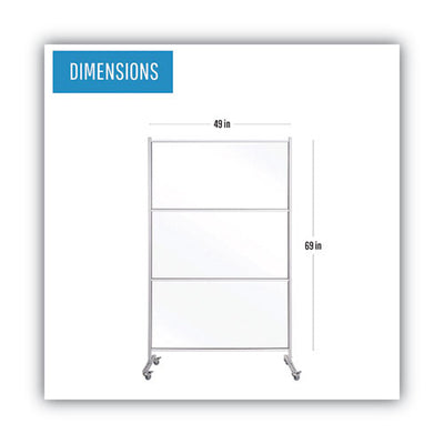 Protector Series Mobile Glass Panel Divider, 49 X 22 X 69, Clear/aluminum