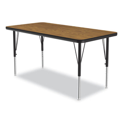Adjustable Activity Table, Rectangular, 48" X 24" X 19" To 29", Med Oak Top, Black Legs, 4/pallet, Ships In 4-6 Business Days