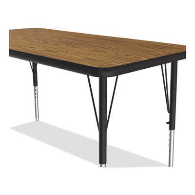 Adjustable Activity Table, Rectangular, 48" X 24" X 19" To 29", Med Oak Top, Black Legs, 4/pallet, Ships In 4-6 Business Days