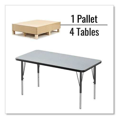 Adjustable Activity Table, Rectangular, 48" X 24" X 19" To 29", Granite Top, Black Legs, 4/pallet, Ships In 4-6 Business Days